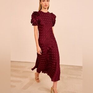 Ulla Johnson Burgundy Textured Midi Dress